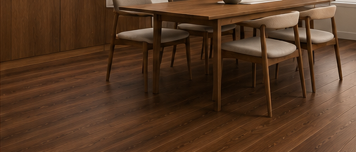 Suelo laminado Nogal en un comedor exclusivo